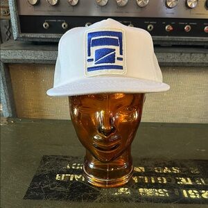 White Trucker Hat with Blue Logo